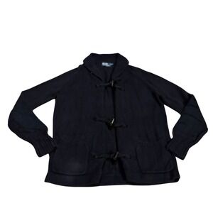 Polo Ralph Lauren Navy Blue Linen Cotton Toggle Shawl Fisherman Cardigan XL